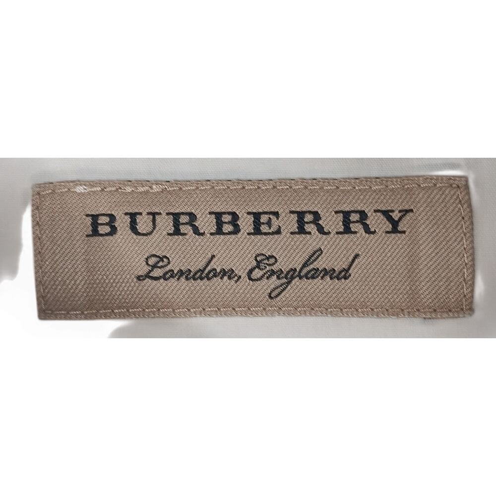 Burberry Men’s White Button Down Shirt Nova Check Trim Size M Business Casual - Picture 12 of 14